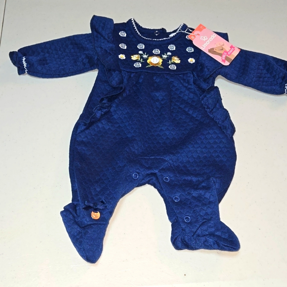 Limonada quilted newborn baby girls floral outfit NWT